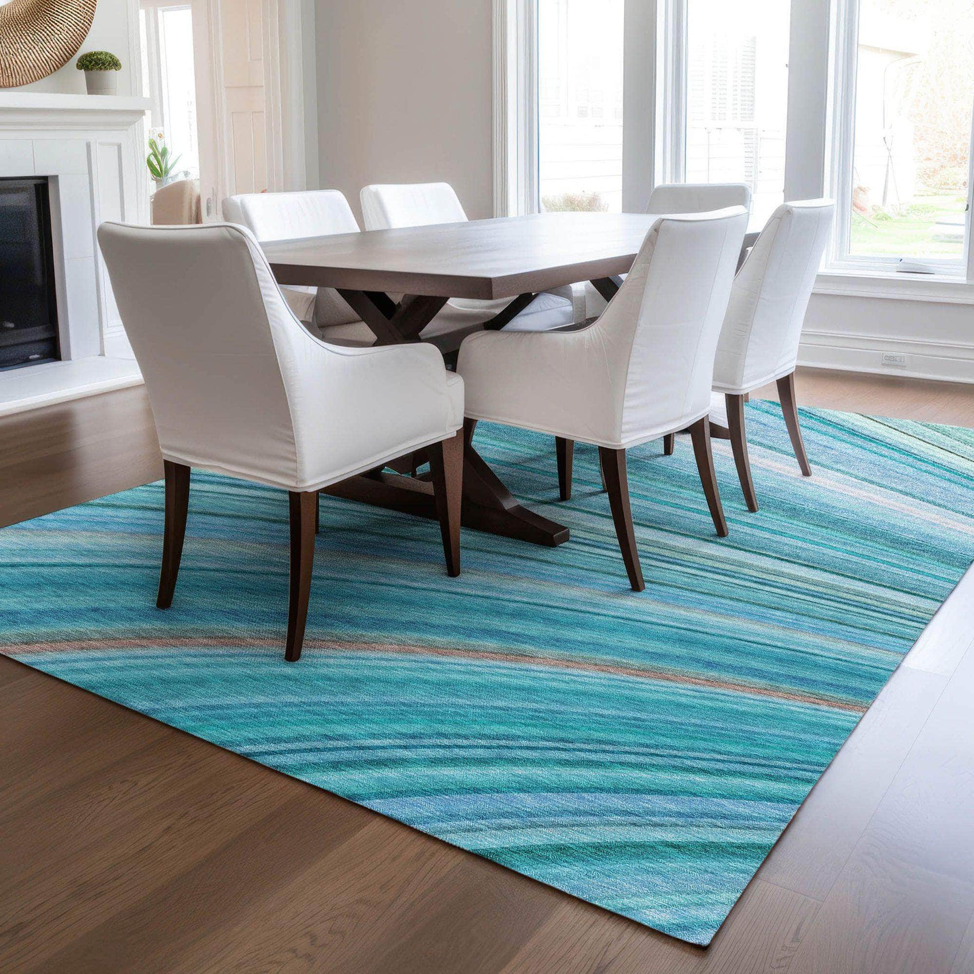 Machine Made ACN585 Teal  Rugs 