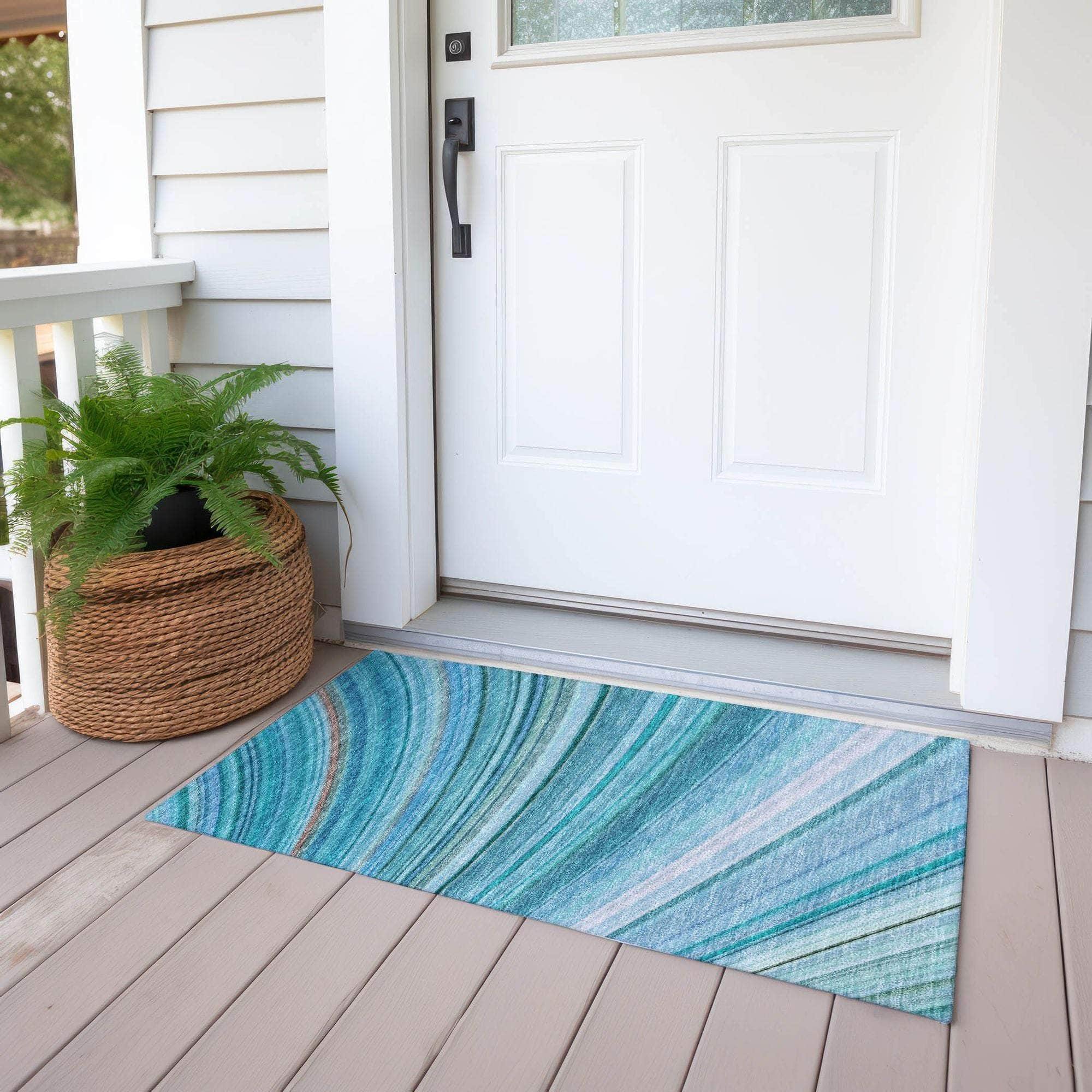 Machine Made ACN585 Teal  Rugs 