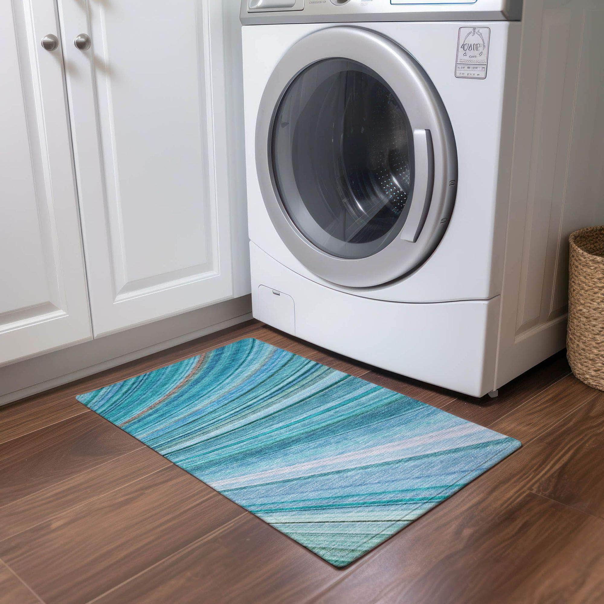 Machine Made ACN585 Teal  Rugs 