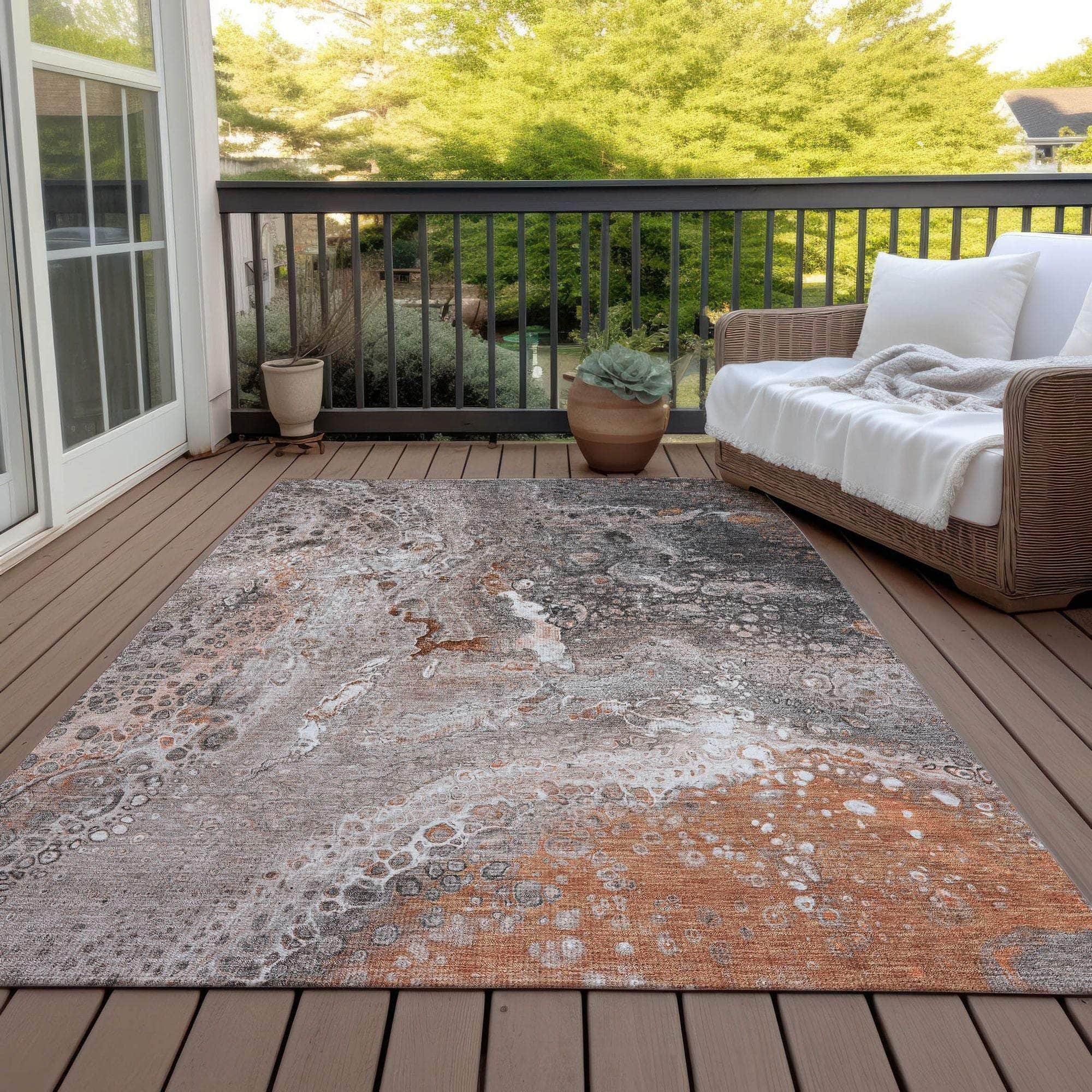 Machine Made ACN588 Terracotta Orange Rugs 