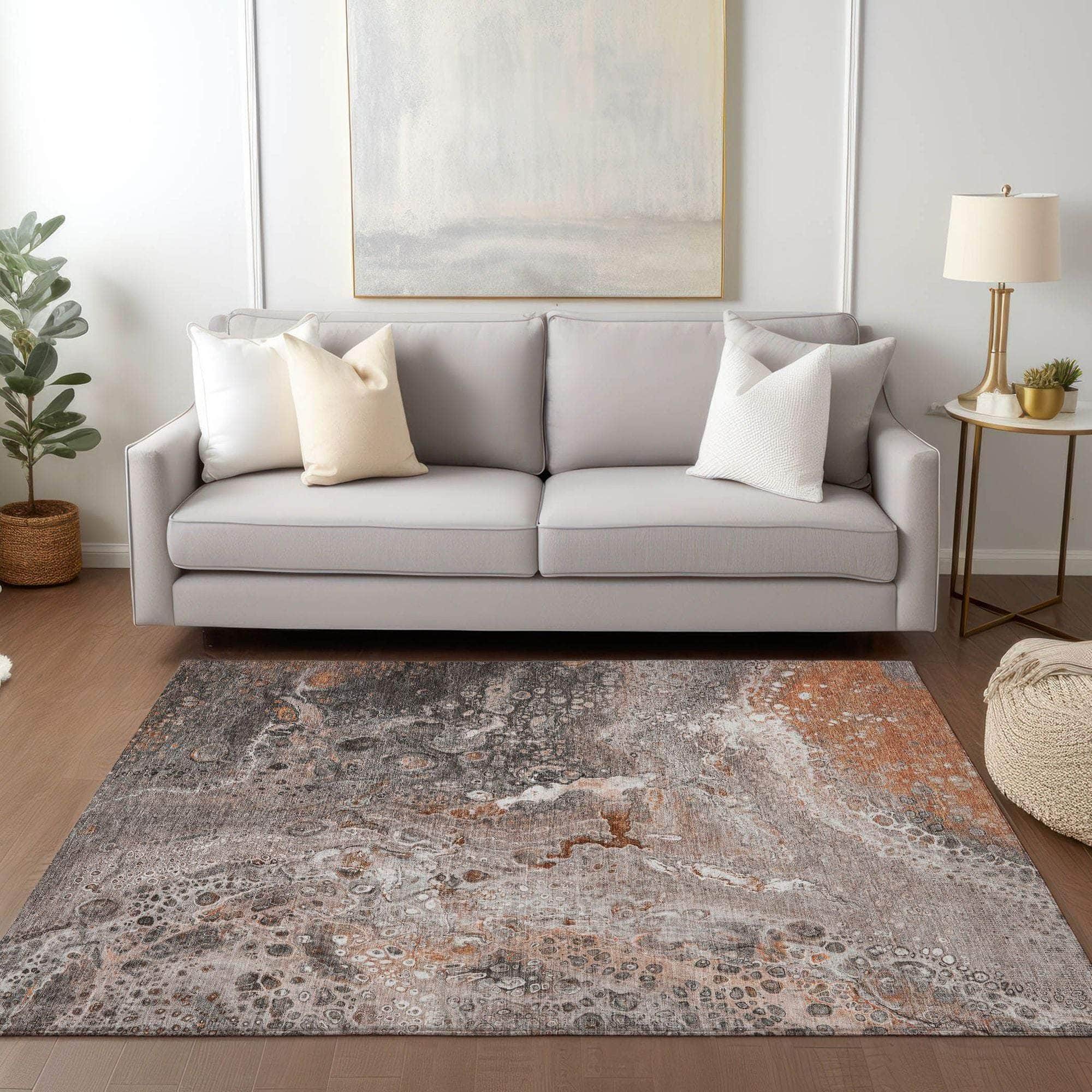Machine Made ACN588 Terracotta Orange Rugs 