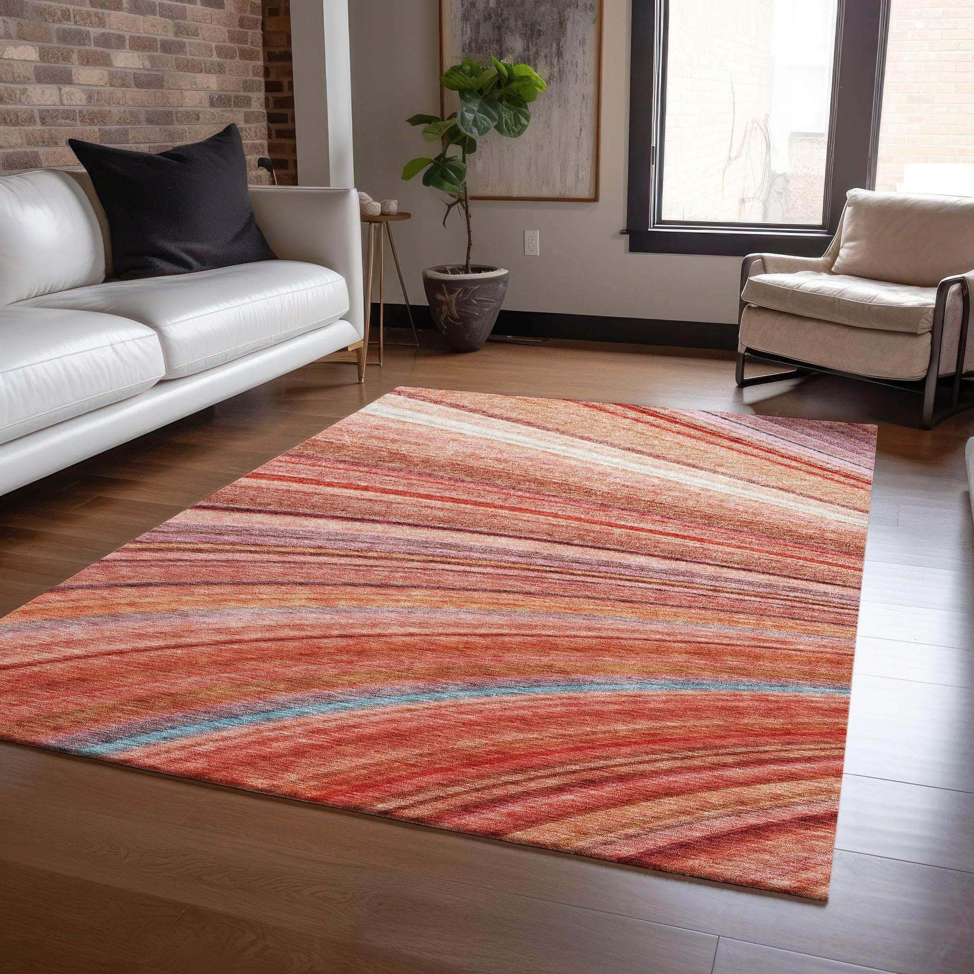Machine Made ACN585 Terracotta Orange Rugs 