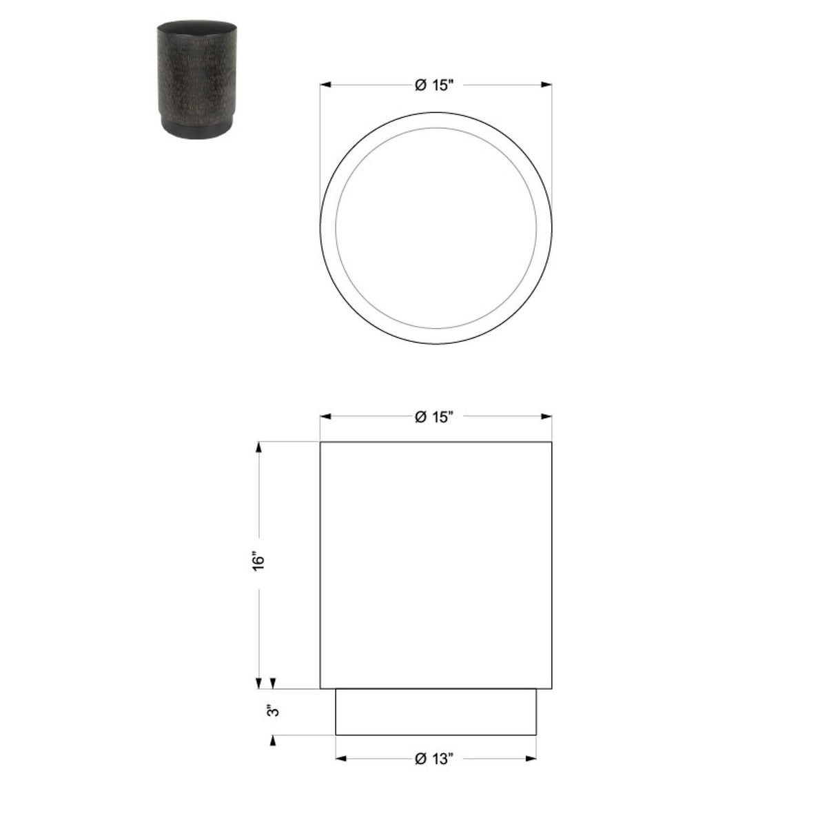 Amenet End Table - linedrawing