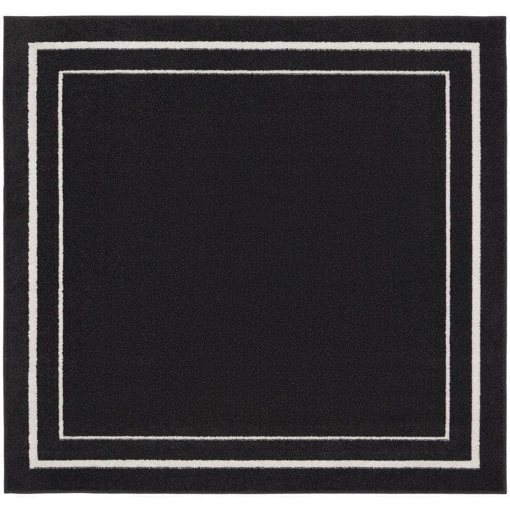 Nourison Essentials NRE02 Black Ivory Rugs #color_black ivory