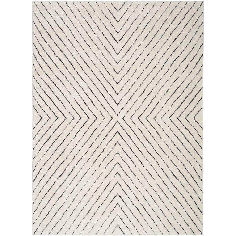 Modern Comfort MNC01 Ivory Black Rug #color_ivory black