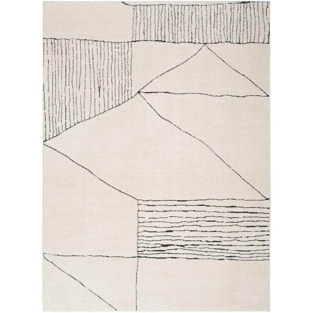 Modern Comfort MNC02 Ivory Black Rug #color_ivory black