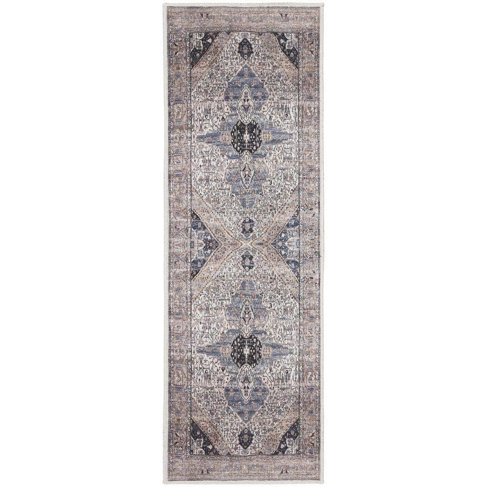 Brilliance Machine Washable WSB05 Ivory Blue Rugs #color_ivory blue