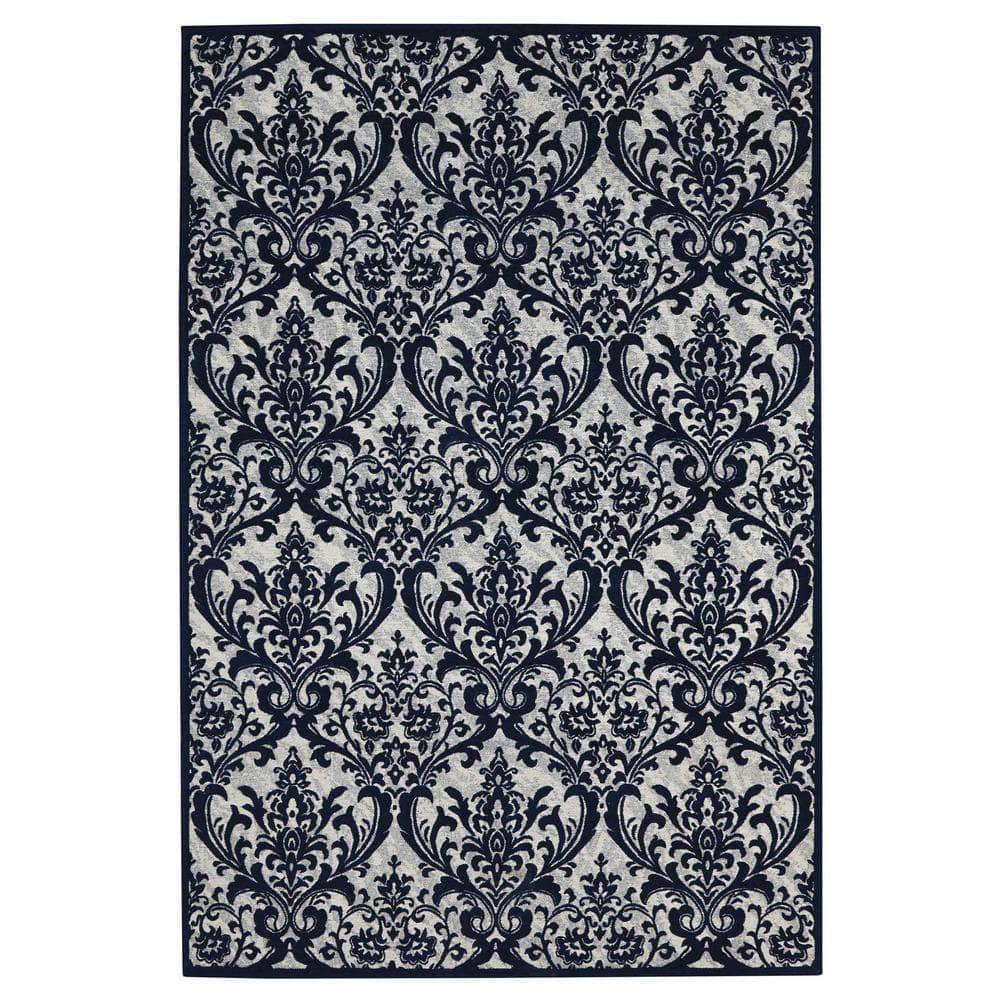 Damask DAS02 Ivory/Navy Rugs #color_ivory/navy