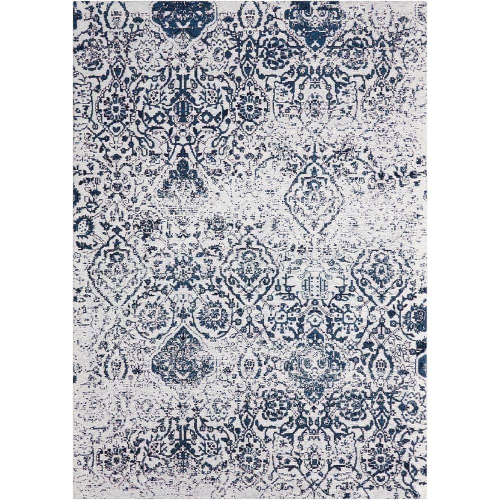 Damask DAS06 Ivory/Navy Rugs #color_ivory/navy