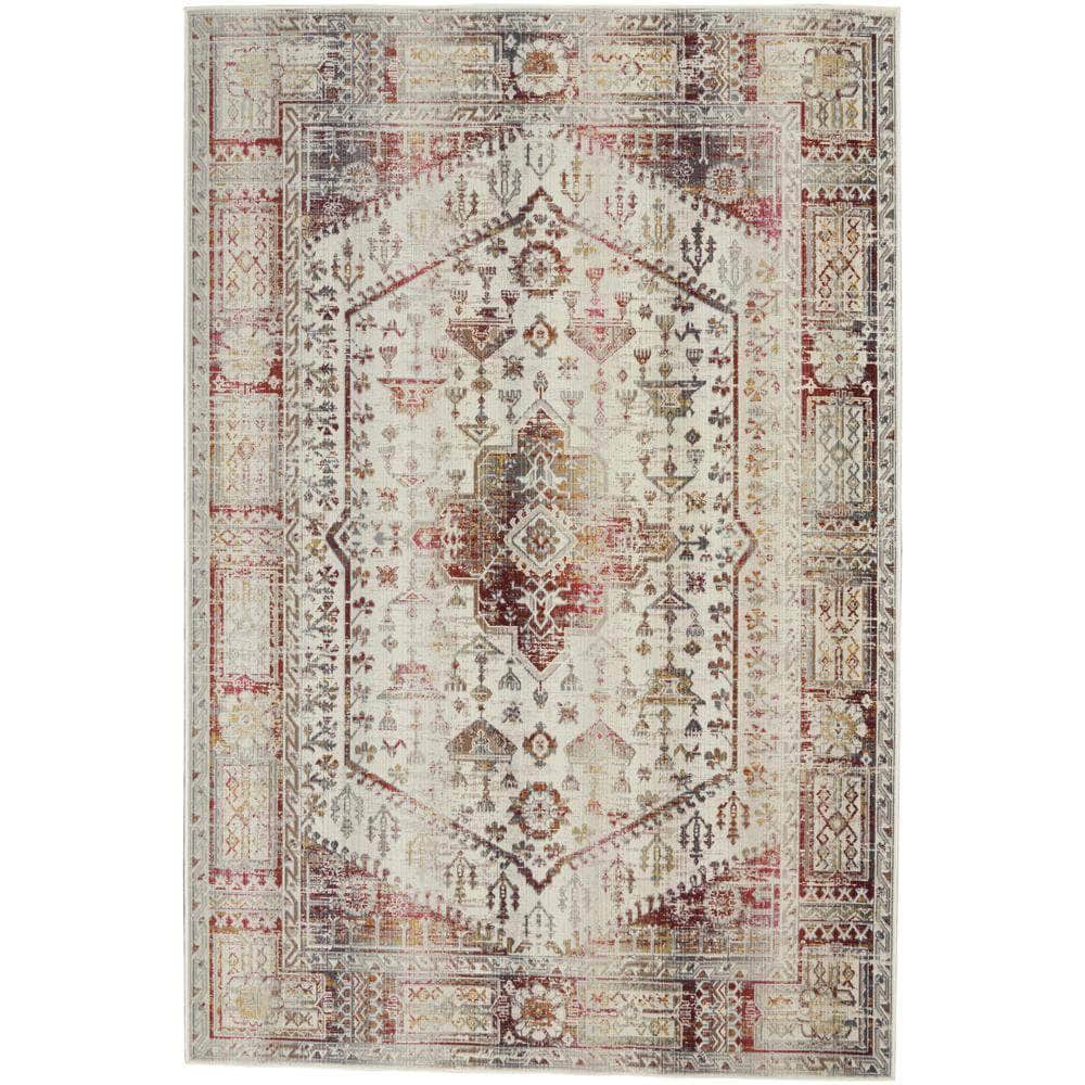 Vintage Kashan VKA08 Ivory Red Rugs #color_ivory red