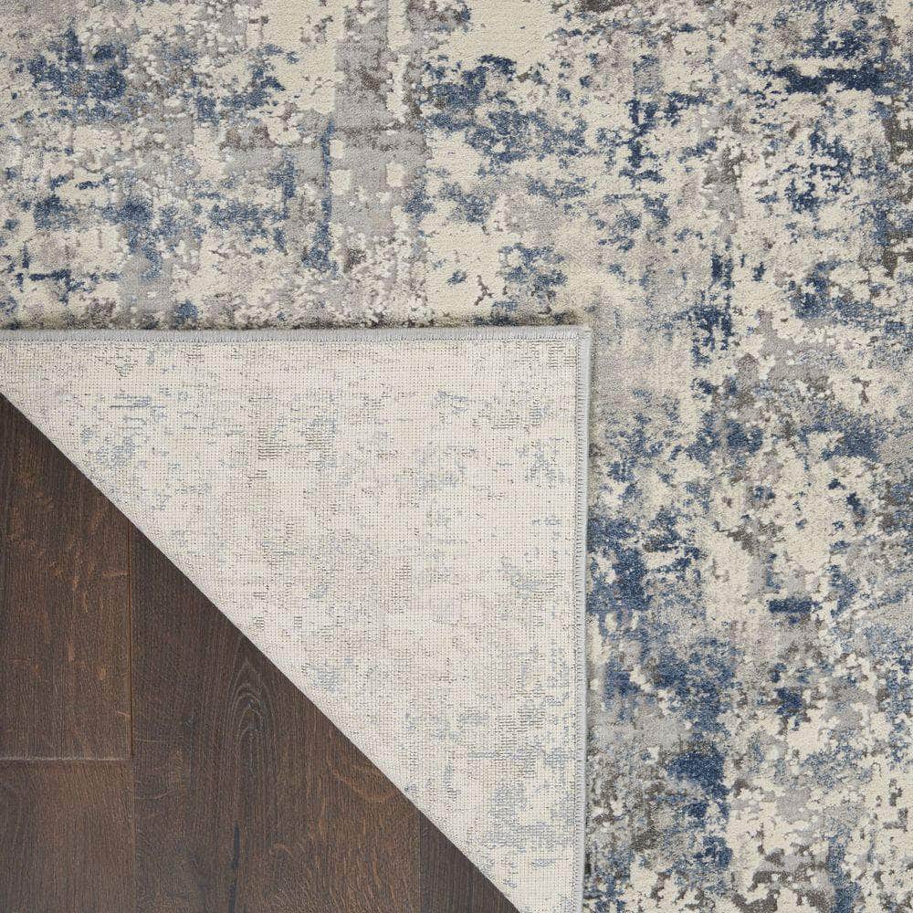 Rustic Textures RUS07 Ivory/Grey-blue Rugs #color_ivory/grey-blue