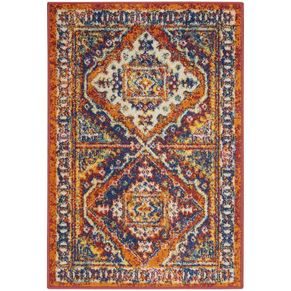Allur ALR02 Orange Multicolor Rugs #color_orange multicolor