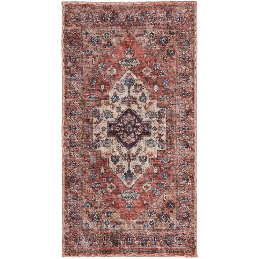 Brilliance Machine Washable WSB03 Rust Multicolor Rugs #color_rust multicolor