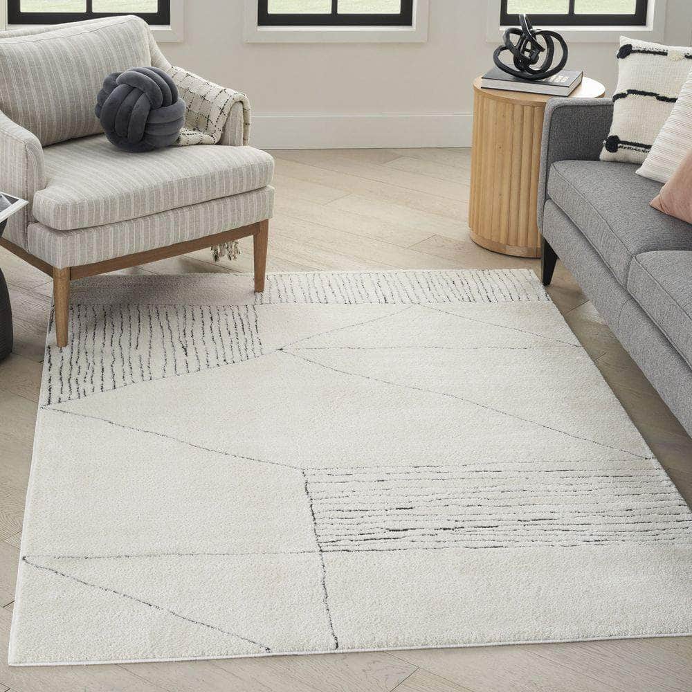 Modern Comfort MNC02 Ivory Black Rug #color_ivory black