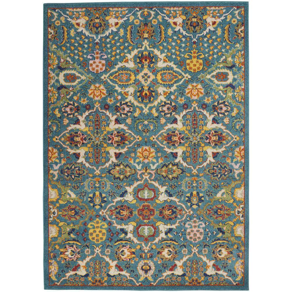 Allur ALR03 Turquoise Ivory Rug #color_turquoise ivory
