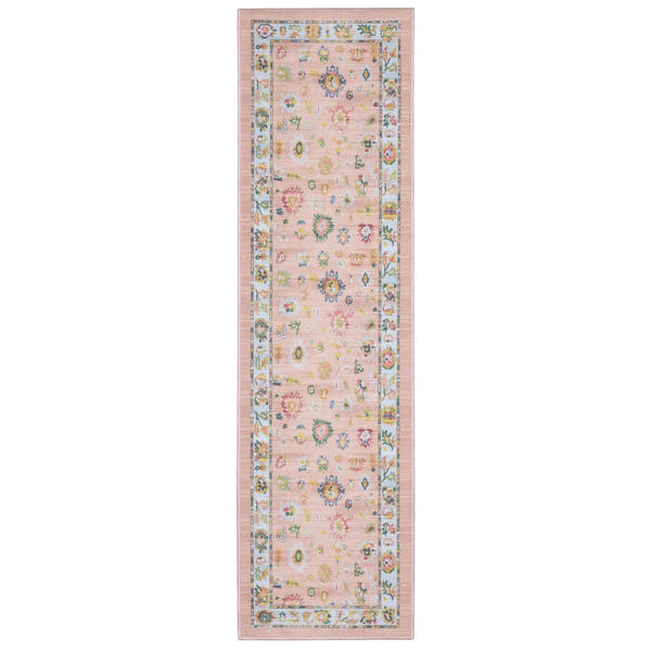 Addison Oushak Floral Pink Blue Machine Washable Rug - Addison ADD01 #_shape=Runner