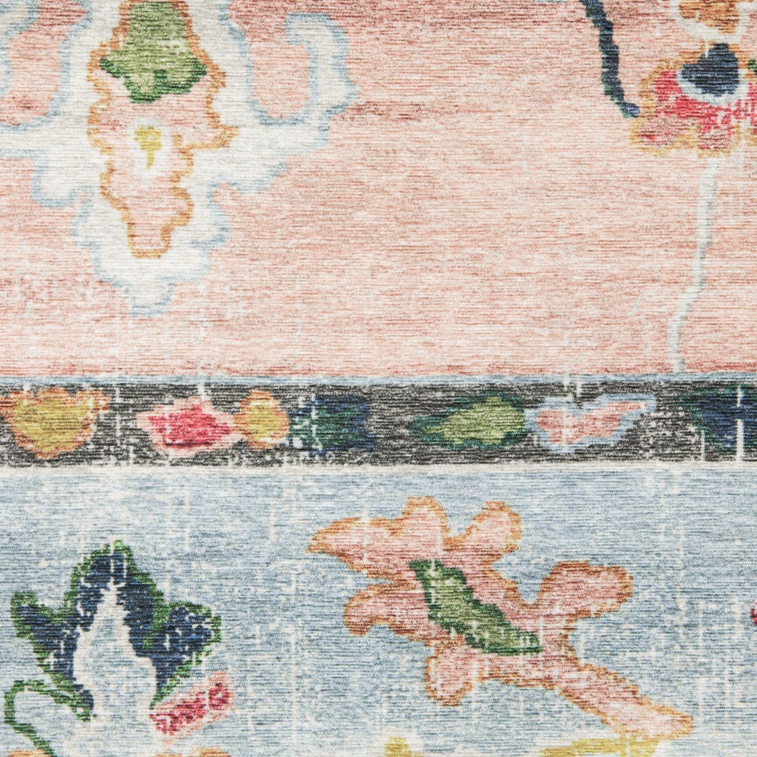 Addison Oushak Floral Pink Blue Machine Washable Rug - Addison ADD01
