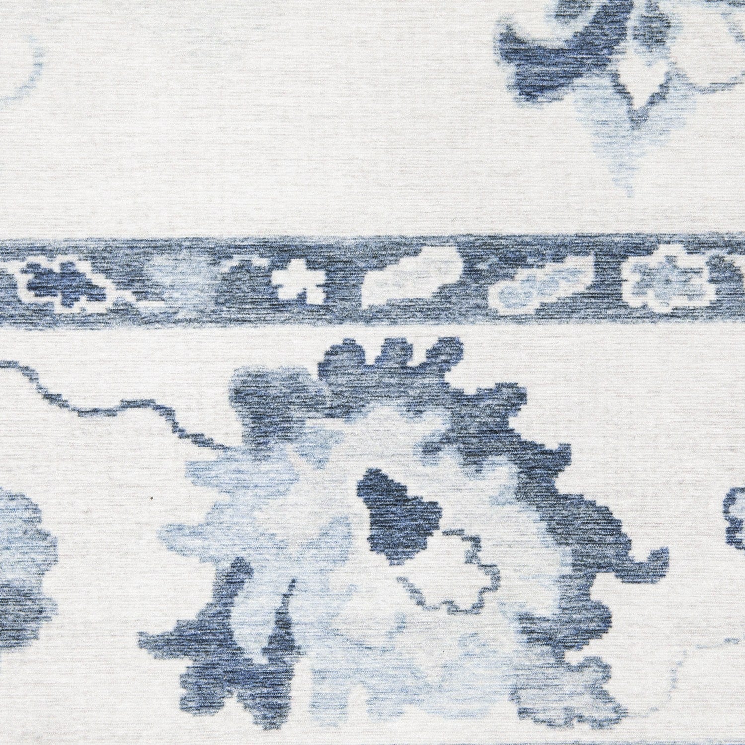 Addison Oushak Floral Ivory Blue Machine Washable Rug - Addison ADD02
