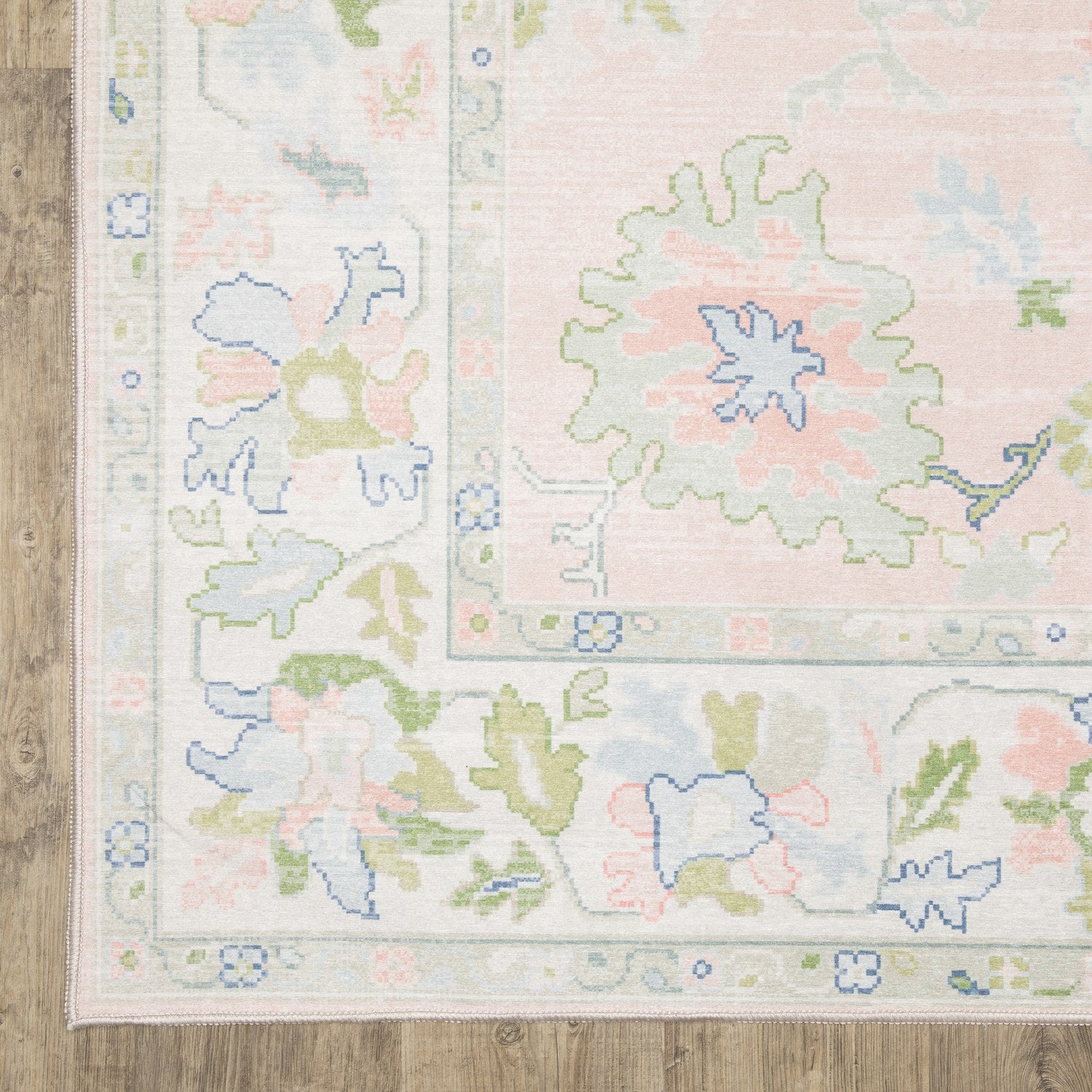 Addison Oushak Floral Blush Green Machine Washable Rug - Addison ADD04