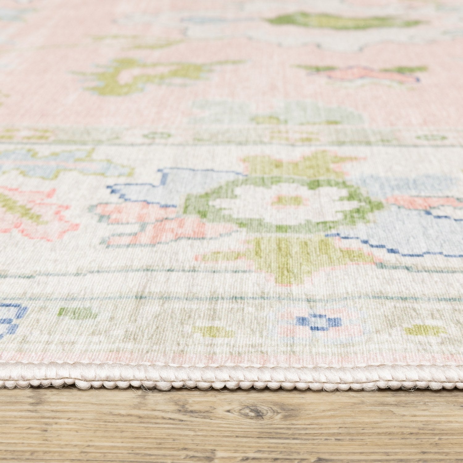Addison Oushak Floral Blush Green Machine Washable Rug - Addison ADD04