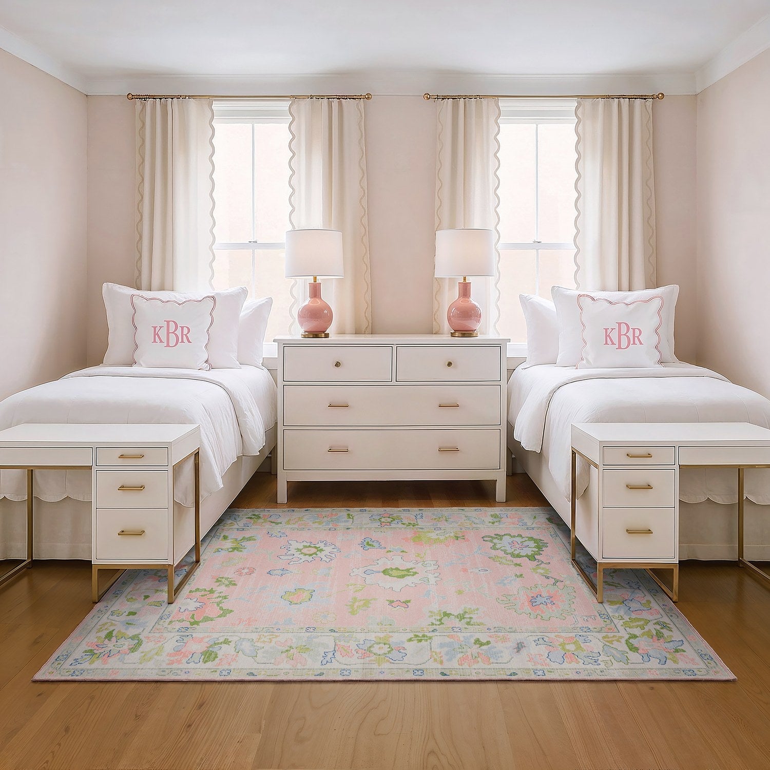 Addison Oushak Floral Blush Green Machine Washable Rug - Addison ADD04