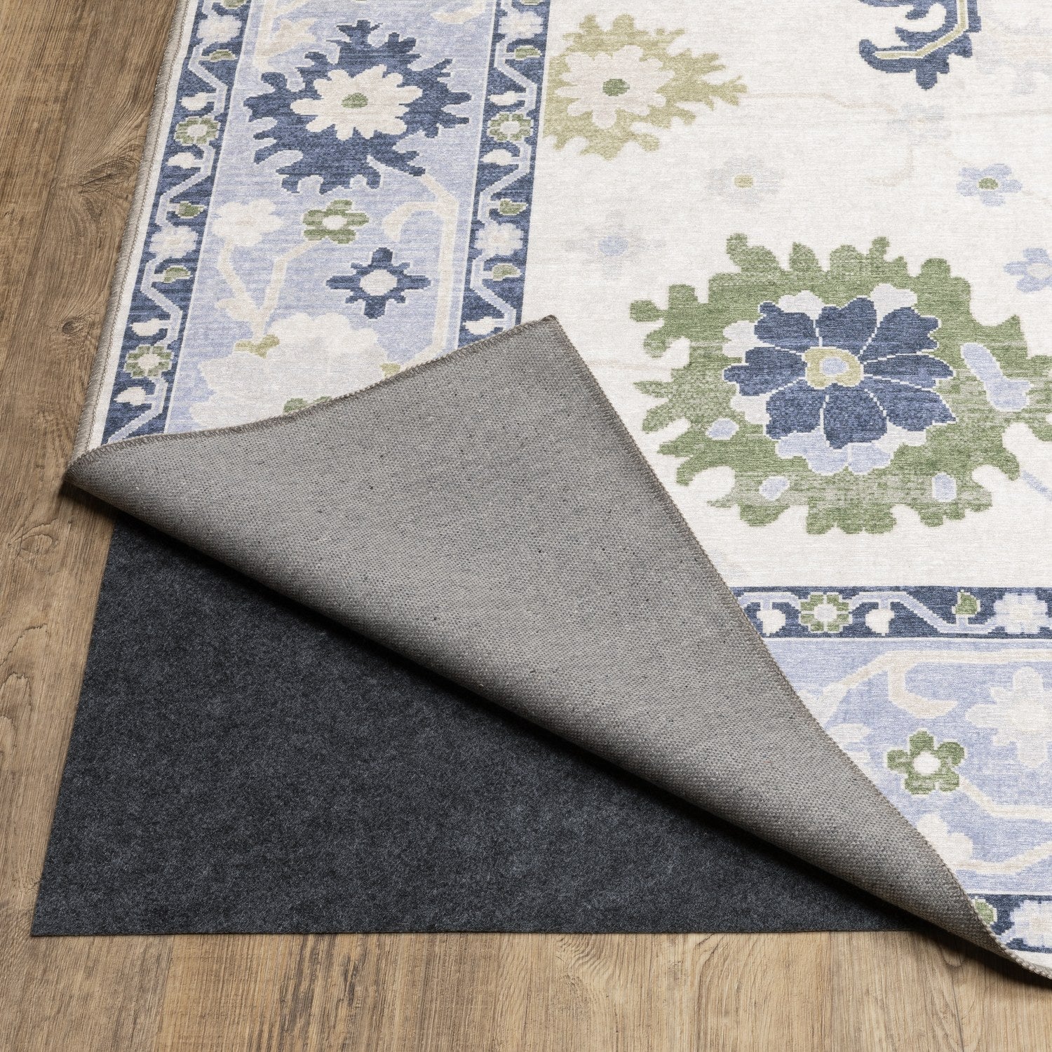 Addison Oushak Floral White Blue Machine Washable Rug - Addison ADD05