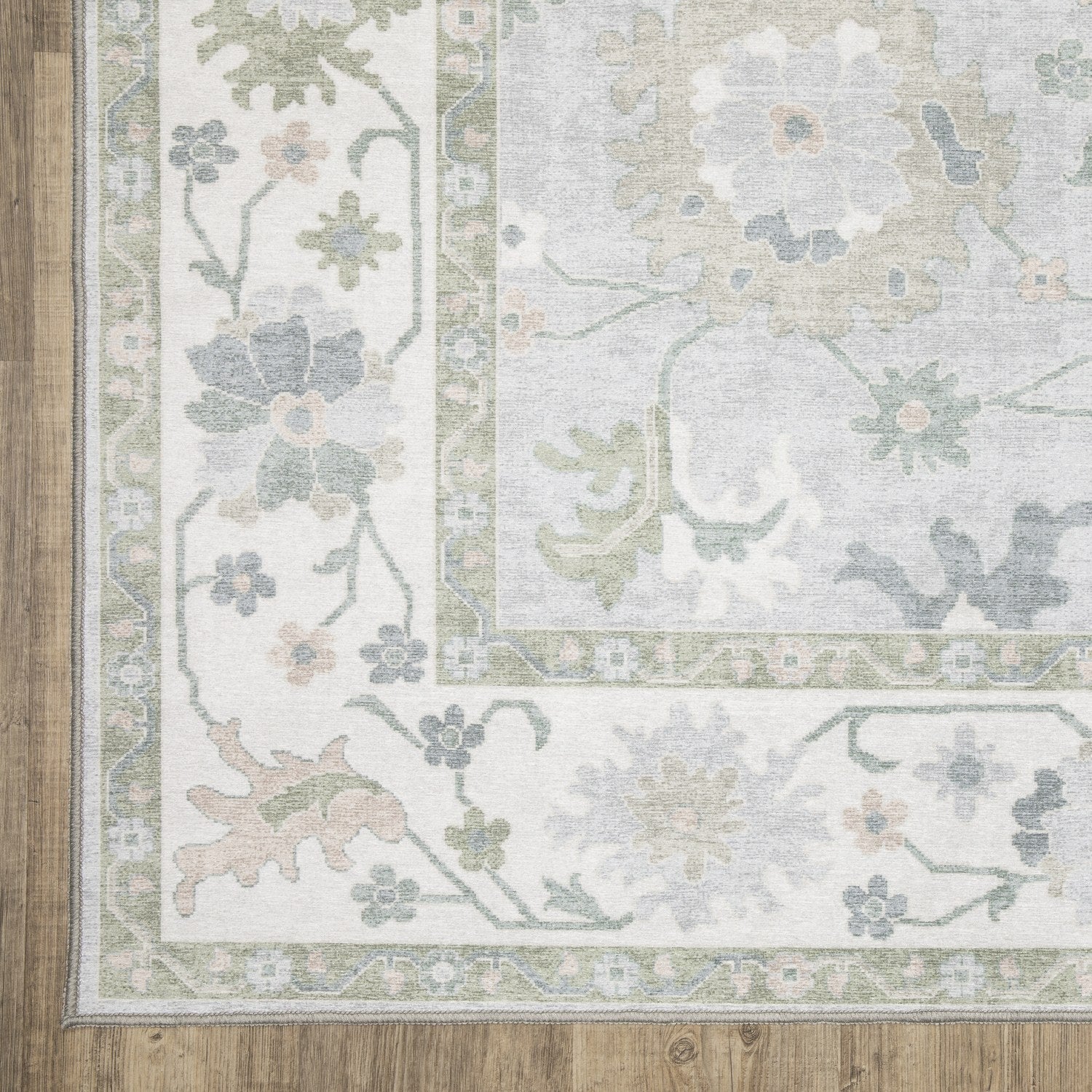 Addison Faded Oushak Blue Green Machine Washable Rug - Addison ADD06