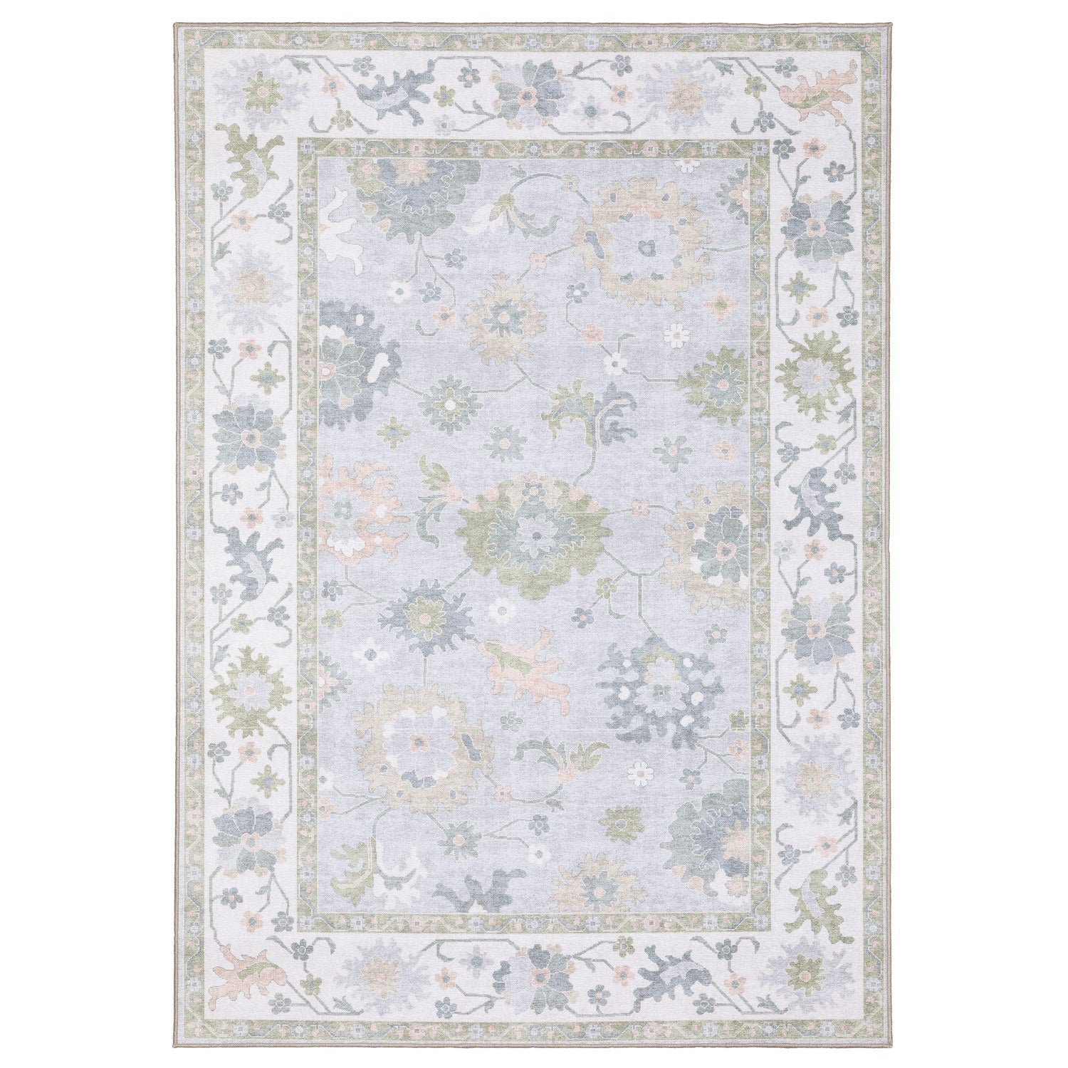 Addison Faded Oushak Blue Green Machine Washable Rug - Addison ADD06 #_shape=Rectangle