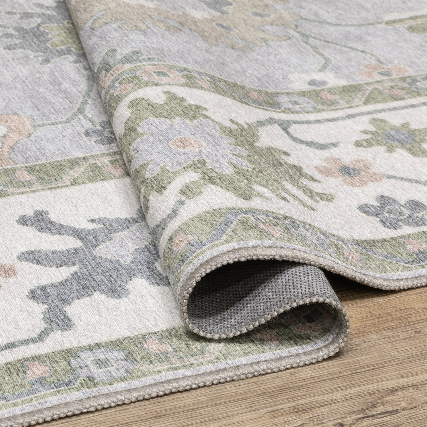 Addison Faded Oushak Blue Green Machine Washable Rug - Addison ADD06