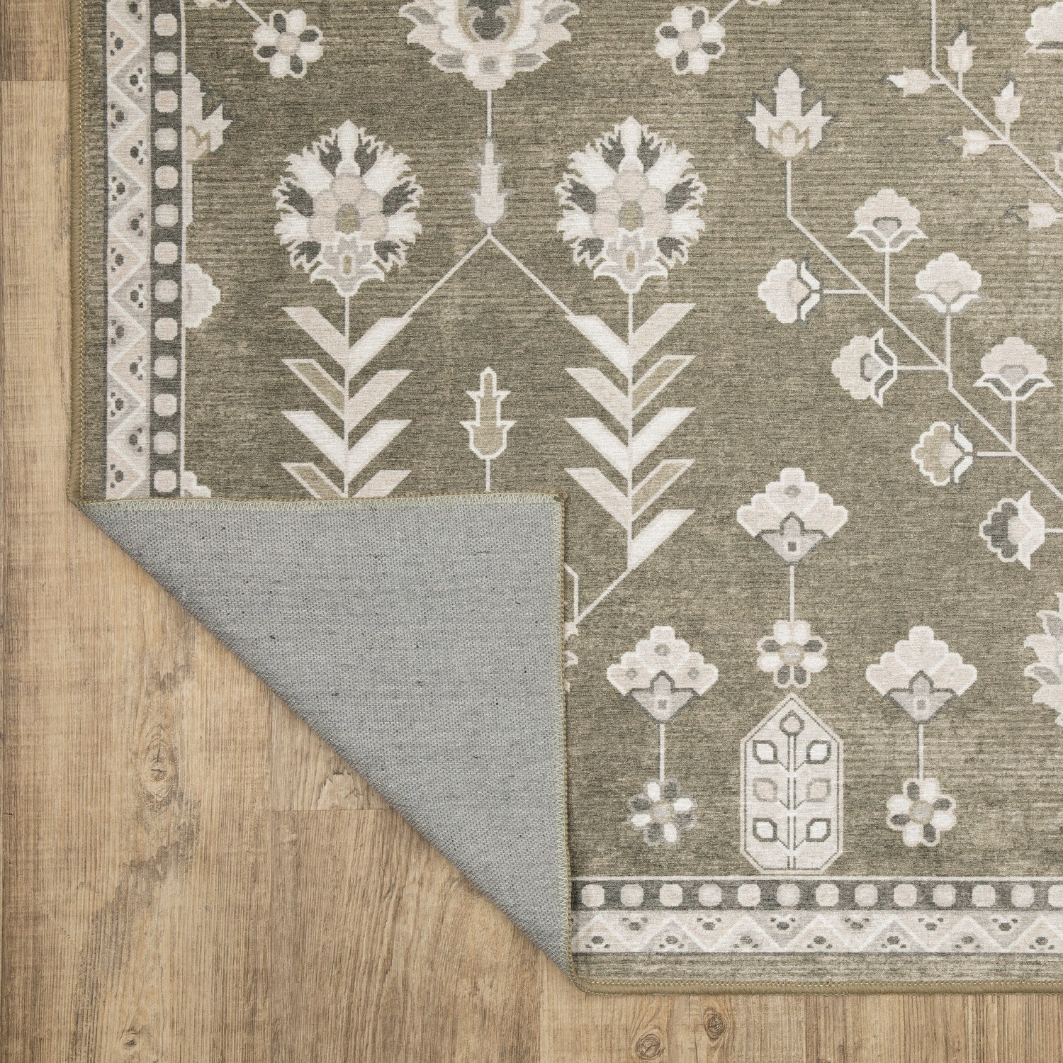 Addison Vine Oushak Olive Ivory Machine Washable Rug - Addison ADD07