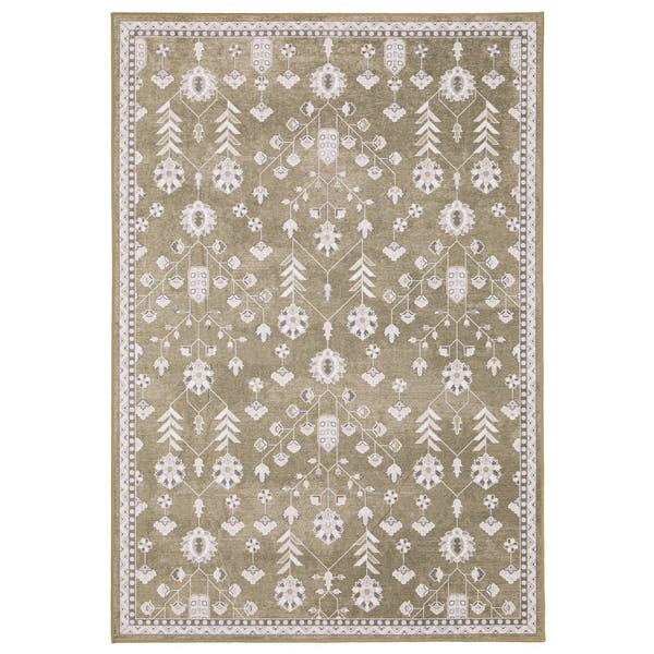 Addison Vine Oushak Olive Ivory Machine Washable Rug - Addison ADD07 #_shape=Rectangle