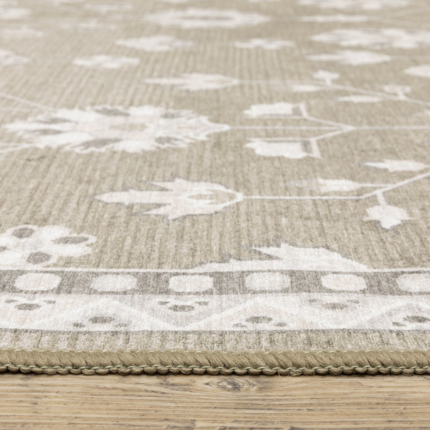 Addison Vine Oushak Olive Ivory Machine Washable Rug - Addison ADD07