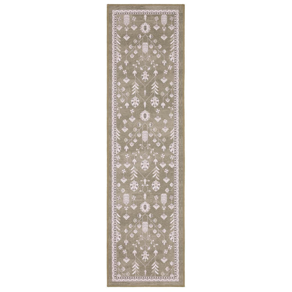 Addison Vine Oushak Olive Ivory Machine Washable Rug - Addison ADD07 #_shape=Runner