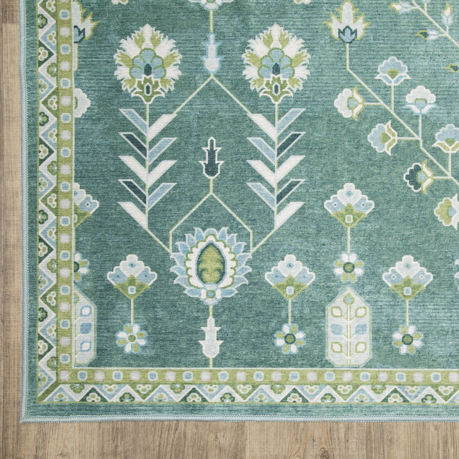 Addison Vine Oushak Teal Green Machine Washable Rug - Addison ADD08