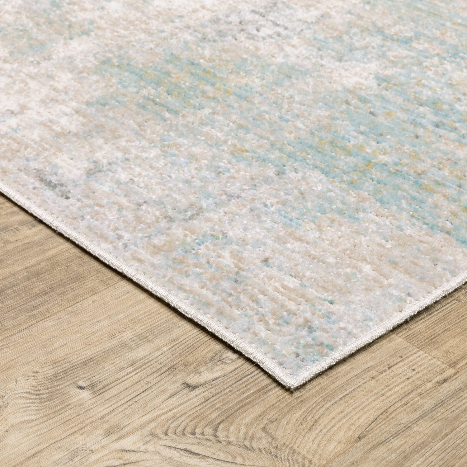 Cavett Mist Abstract Ivory Teal Washed Vintage Rug - Cavett CAV01