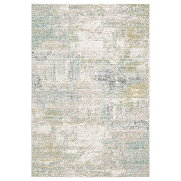 Cavett Mist Abstract Ivory Teal Washed Vintage Rug - Cavett CAV01 #_shape=Rectangle