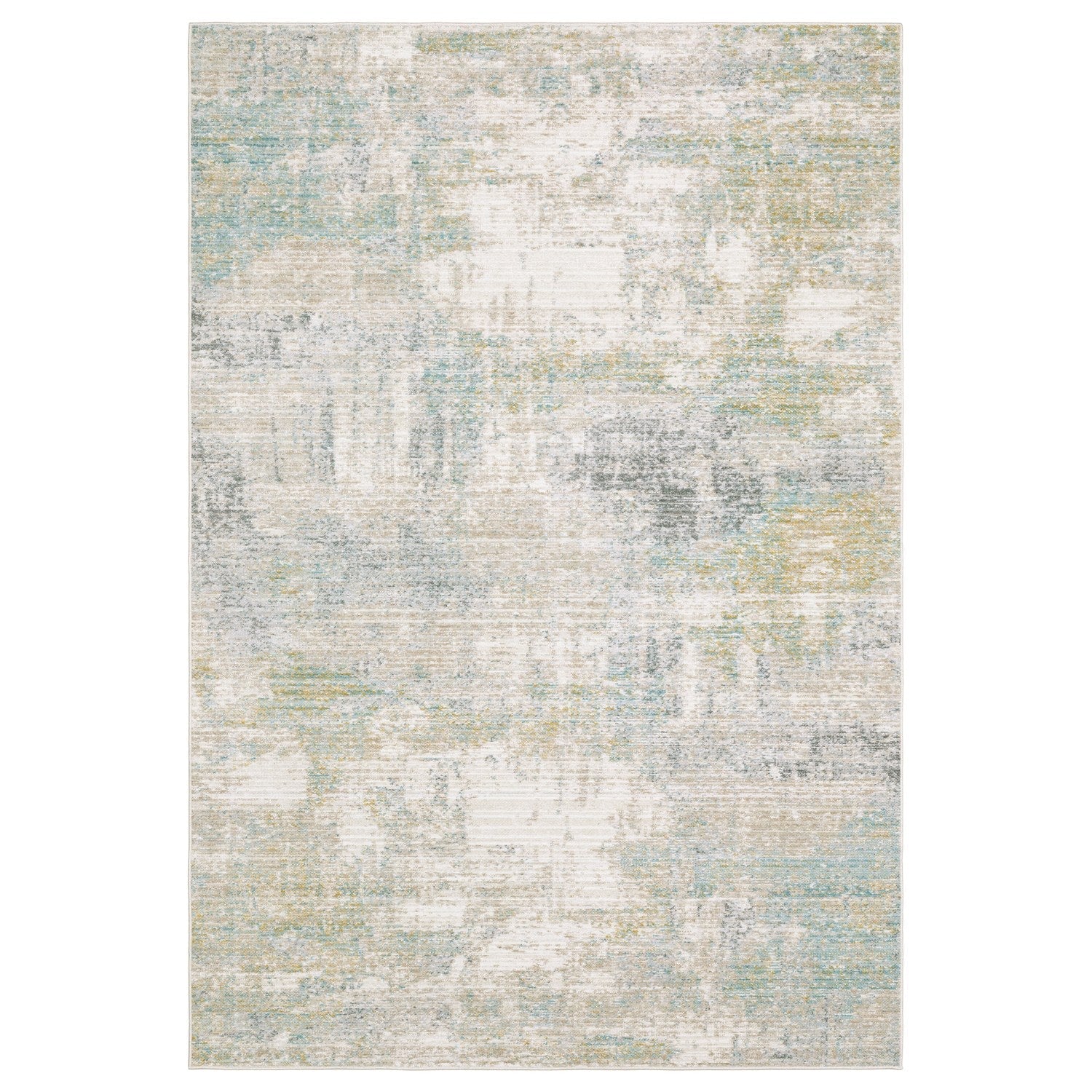 Cavett Mist Abstract Ivory Teal Washed Vintage Rug - Cavett CAV01 #_shape=Rectangle