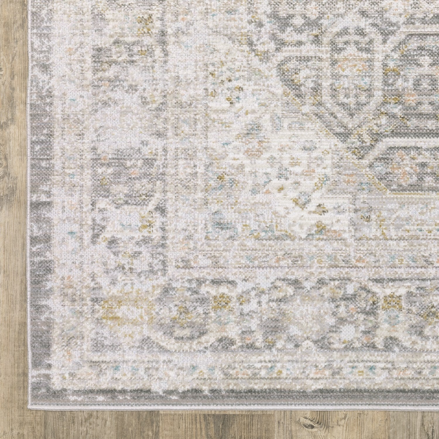 Cavett Faded Medallion Grey Washed Vintage Rug - Cavett CAV02