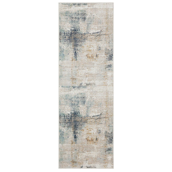 Cavett Watercolor Abstract Ivory Blue Washed Vintage Rug - Cavett CAV03 #_shape=Runner