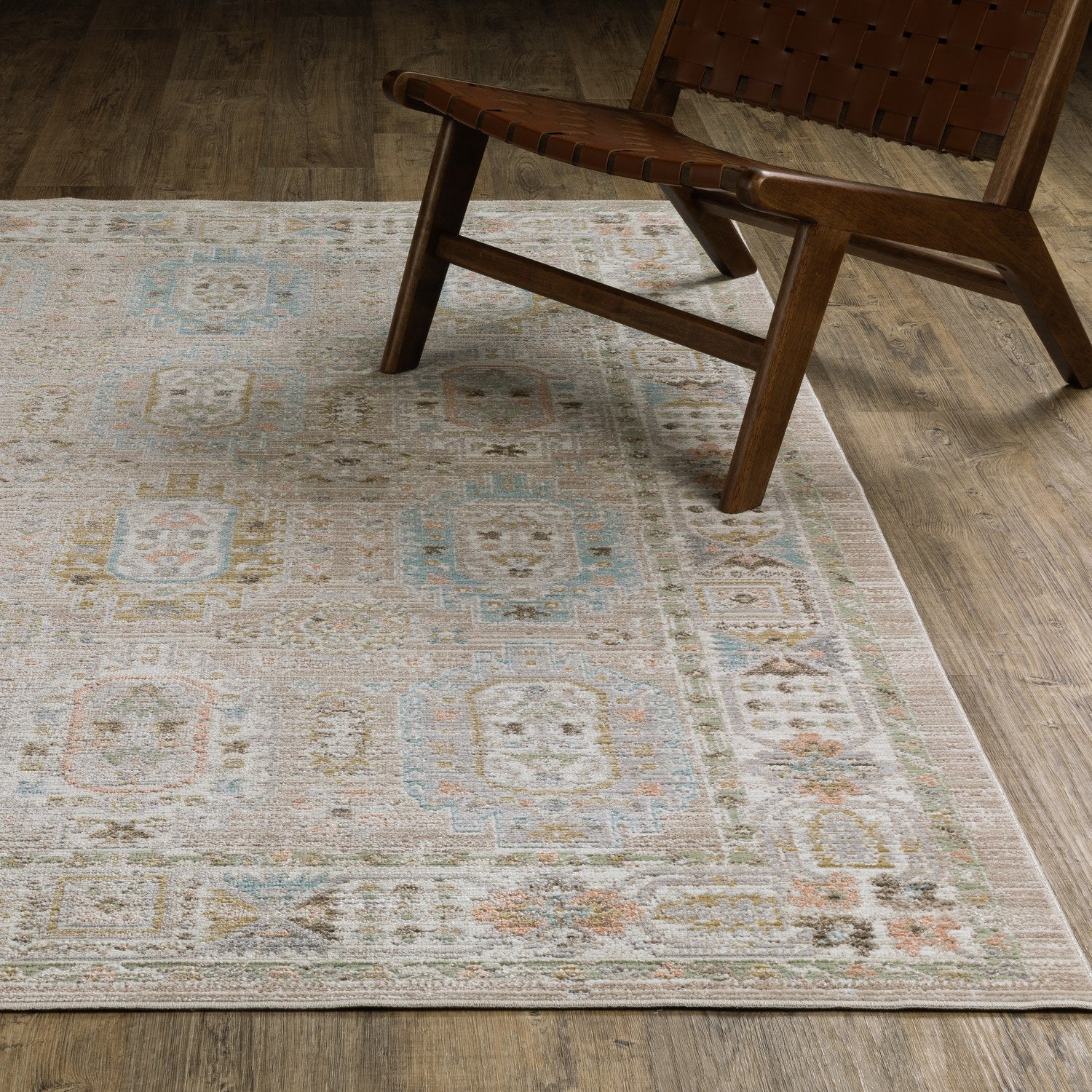 Cavett Vintage Persian Beige Blue Washed Vintage Rug - Cavett CAV04