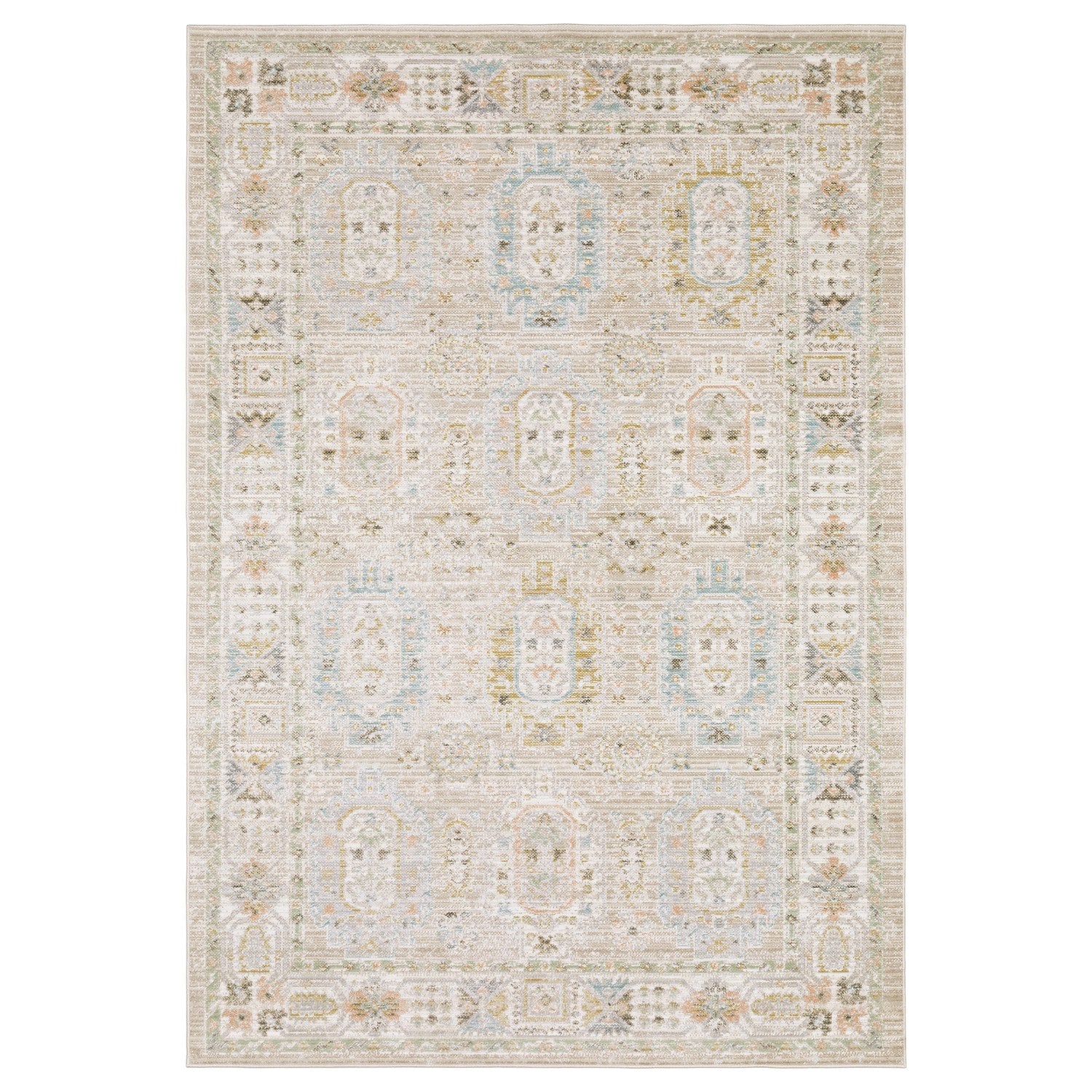Cavett Vintage Persian Beige Blue Washed Vintage Rug - Cavett CAV04 #_shape=Rectangle