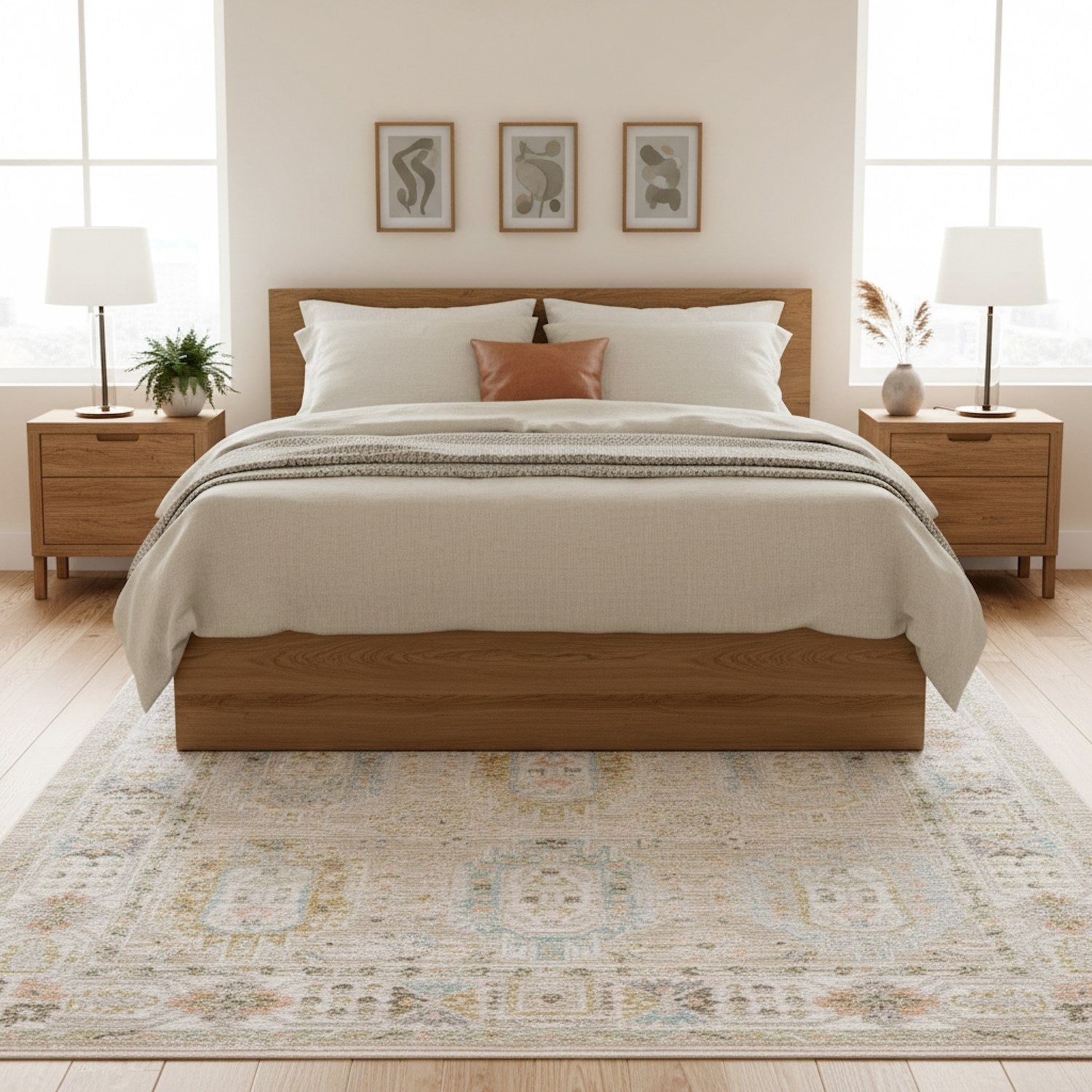 Cavett Vintage Persian Beige Blue Washed Vintage Rug - Cavett CAV04