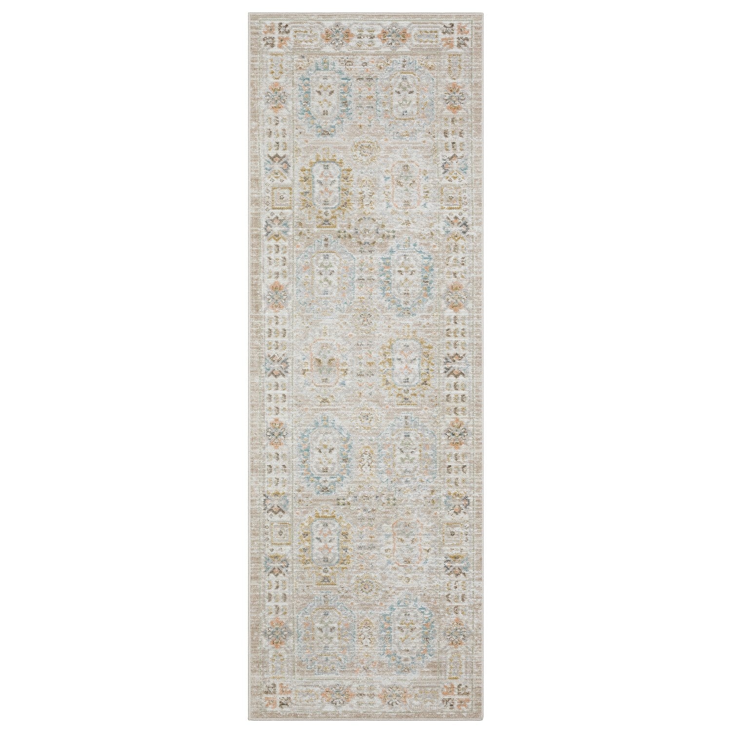 Cavett Vintage Persian Beige Blue Washed Vintage Rug - Cavett CAV04 #_shape=Runner