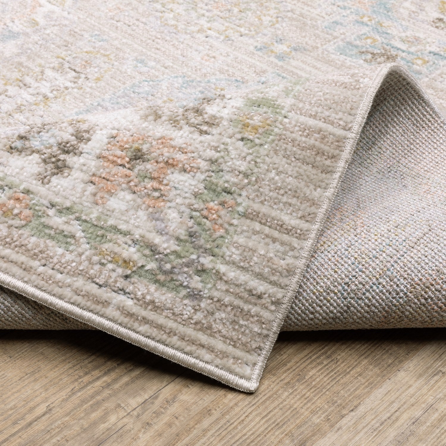 Cavett Vintage Persian Beige Blue Washed Vintage Rug - Cavett CAV04