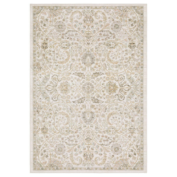 Cavett Floral Damask Ivory Gold Washed Vintage Rug - Cavett CAV05 #_shape=Rectangle