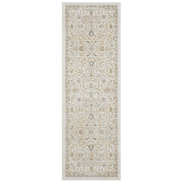 Cavett Floral Damask Ivory Gold Washed Vintage Rug - Cavett CAV05 #_shape=Runner