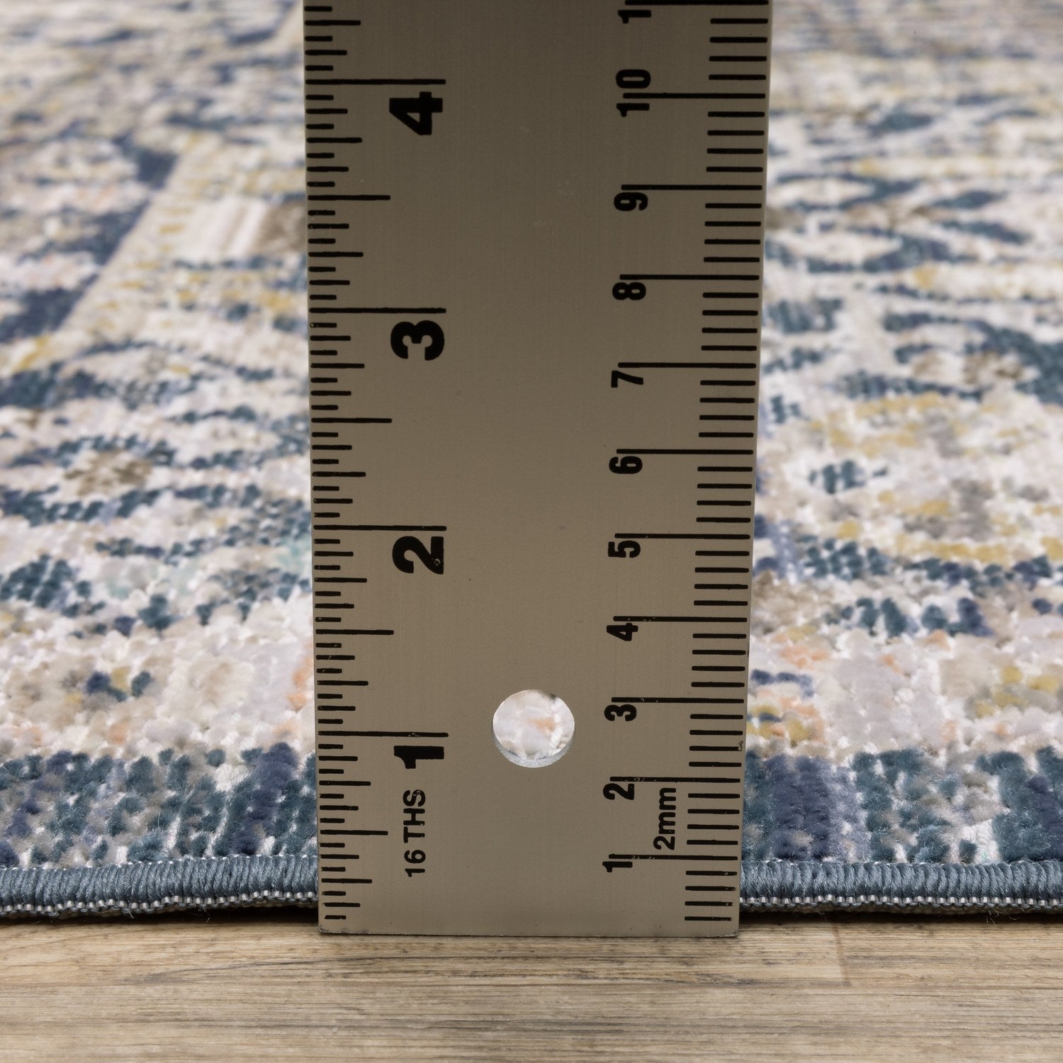 Cavett Damask Navy Gold Washed Vintage Rug - Cavett CAV06