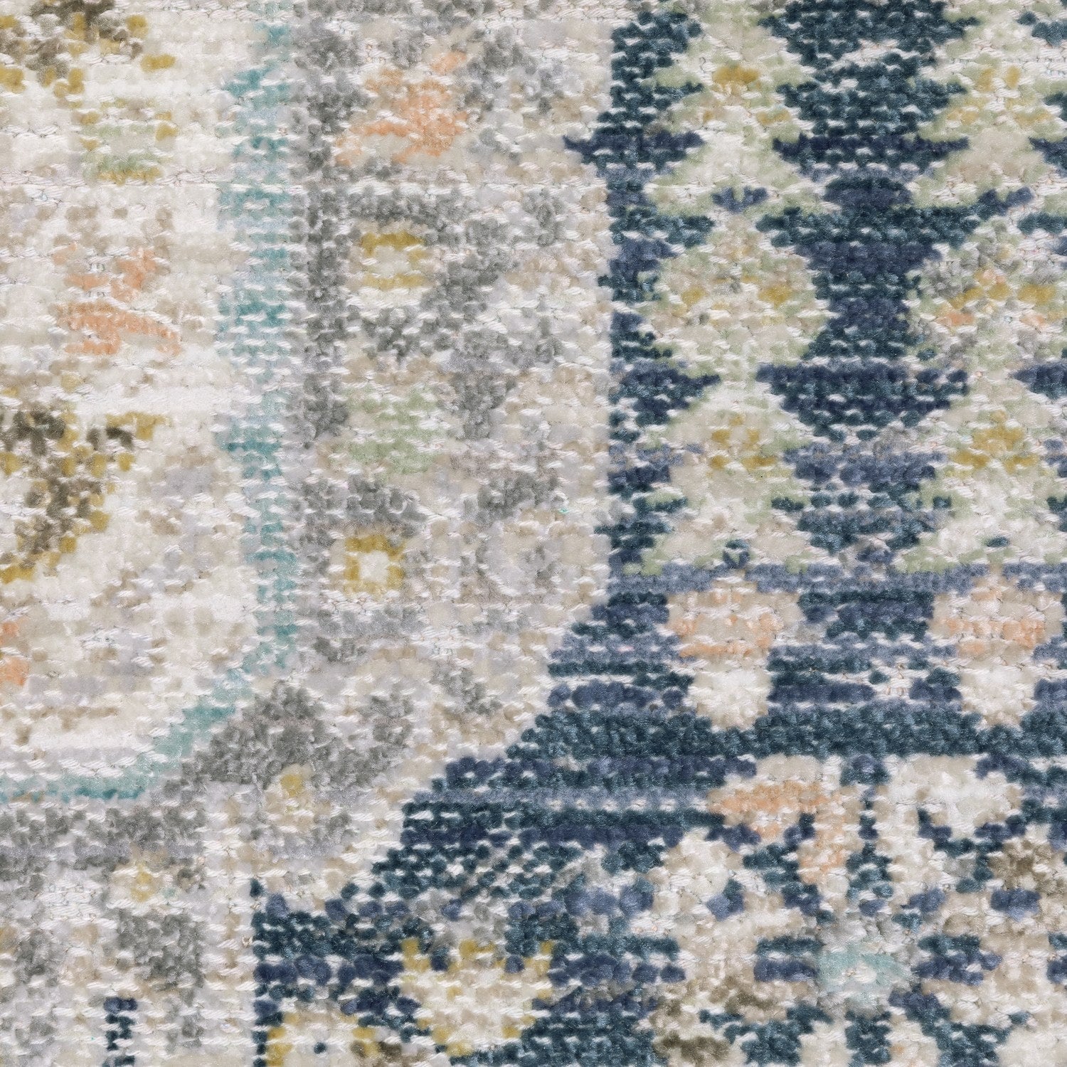 Cavett Panel Medallion Navy Ivory Washed Vintage Rug - Cavett CAV07