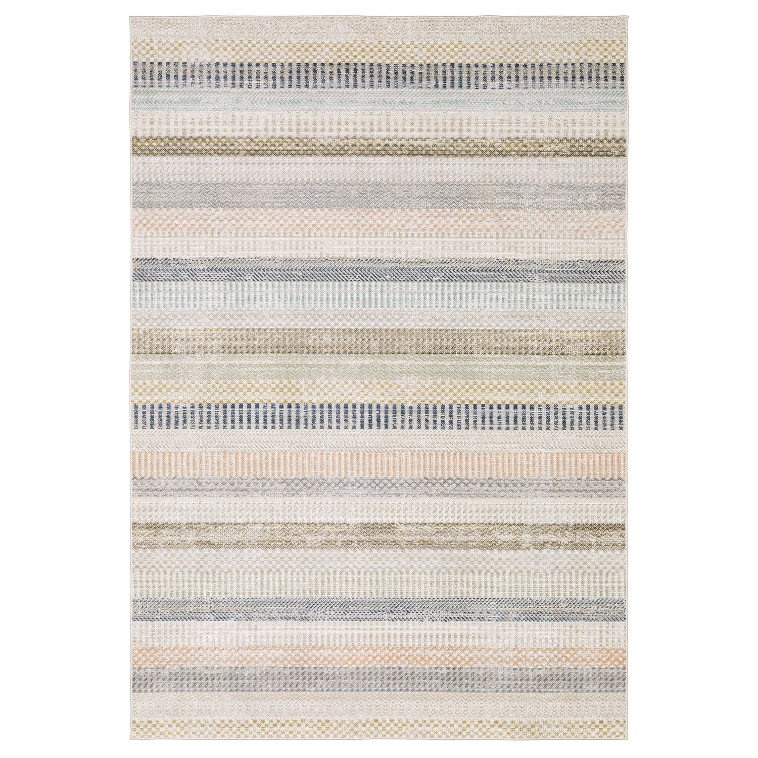 Cavett Kilim Stripe Ivory Multi Washed Vintage Rug - Cavett CAV08 #_shape=Rectangle
