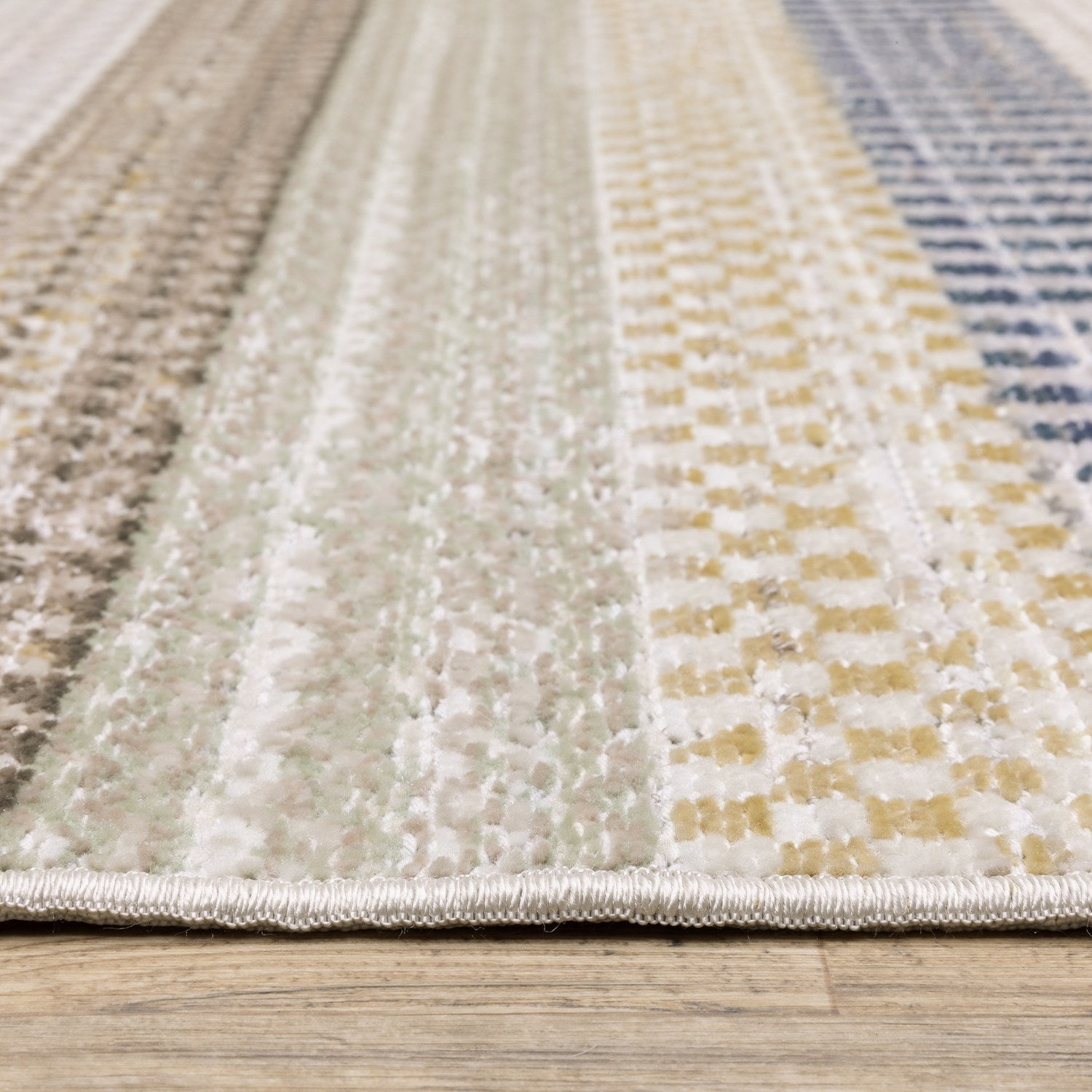 Cavett Kilim Stripe Ivory Multi Washed Vintage Rug - Cavett CAV08